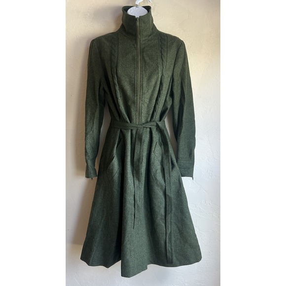 Vintage Lodenfrey Green Wool Coat Dress Heritage Loden Dark Academia 42 EU - Picture 2 of 14